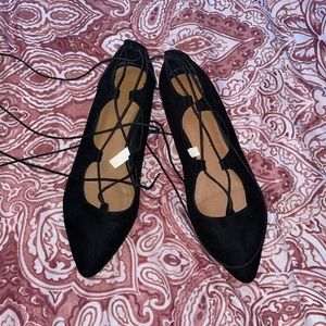 Black lace up ballerina type flats